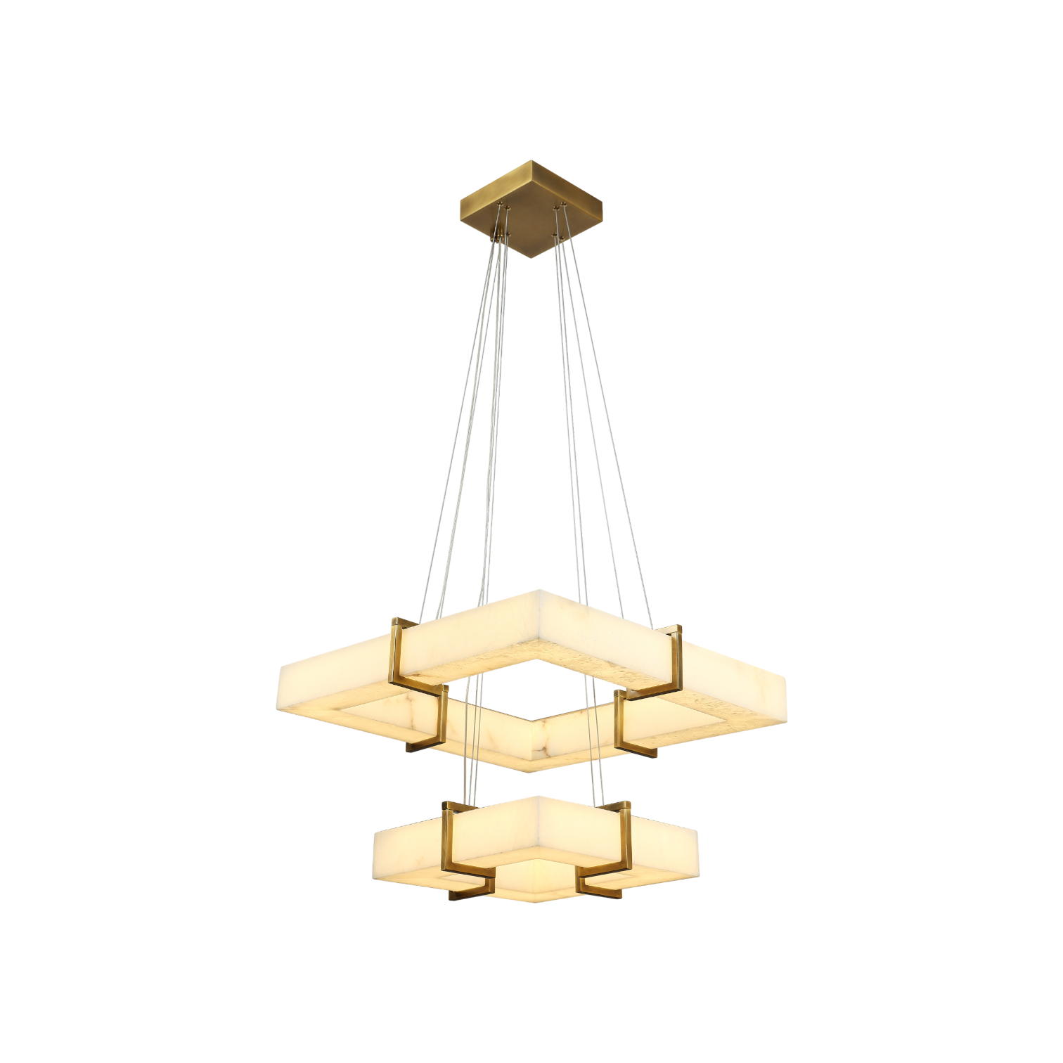 Azzaro Home's Lunexa Frame 2-Tier Parallel Chandelier illuminating a sophisticated interior in bronze - Ah25 4 5 view